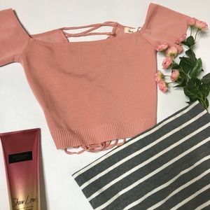 Pink Off The Shoulder Crop Top